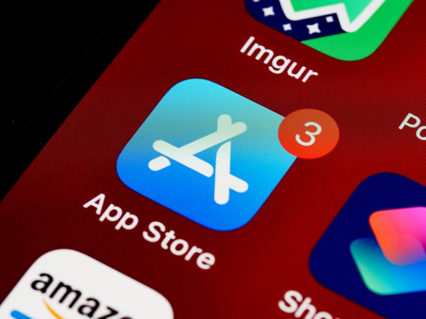 Close-up of App Store icon on iPhone screen