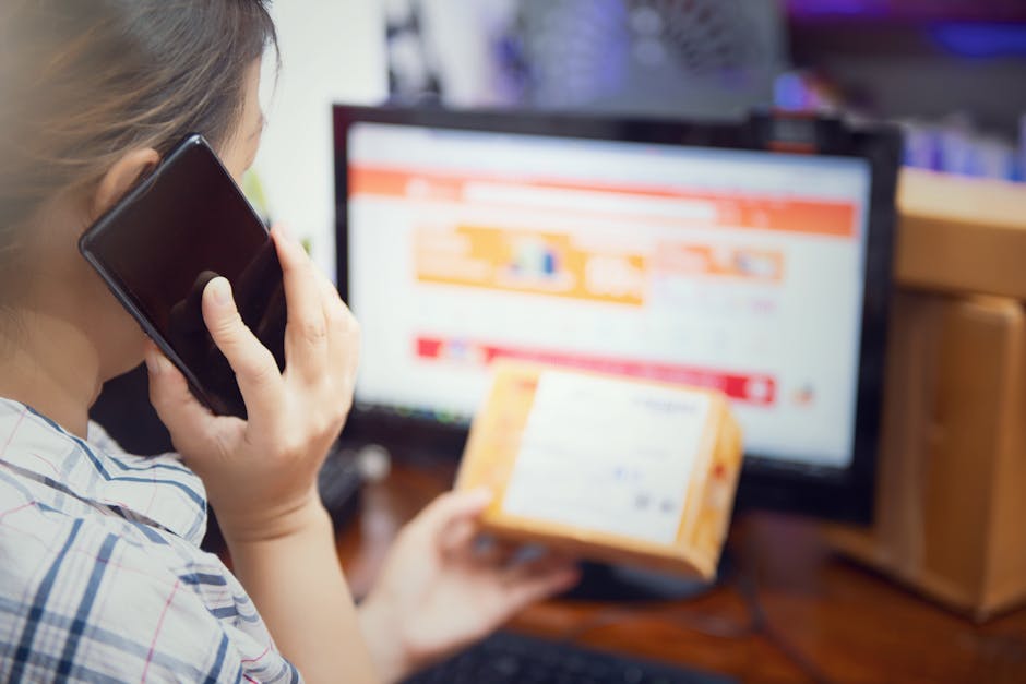Customer checking online purchase order on their phone at home