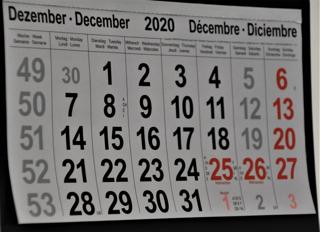 Calendar on wall representing seasonal marketing planning