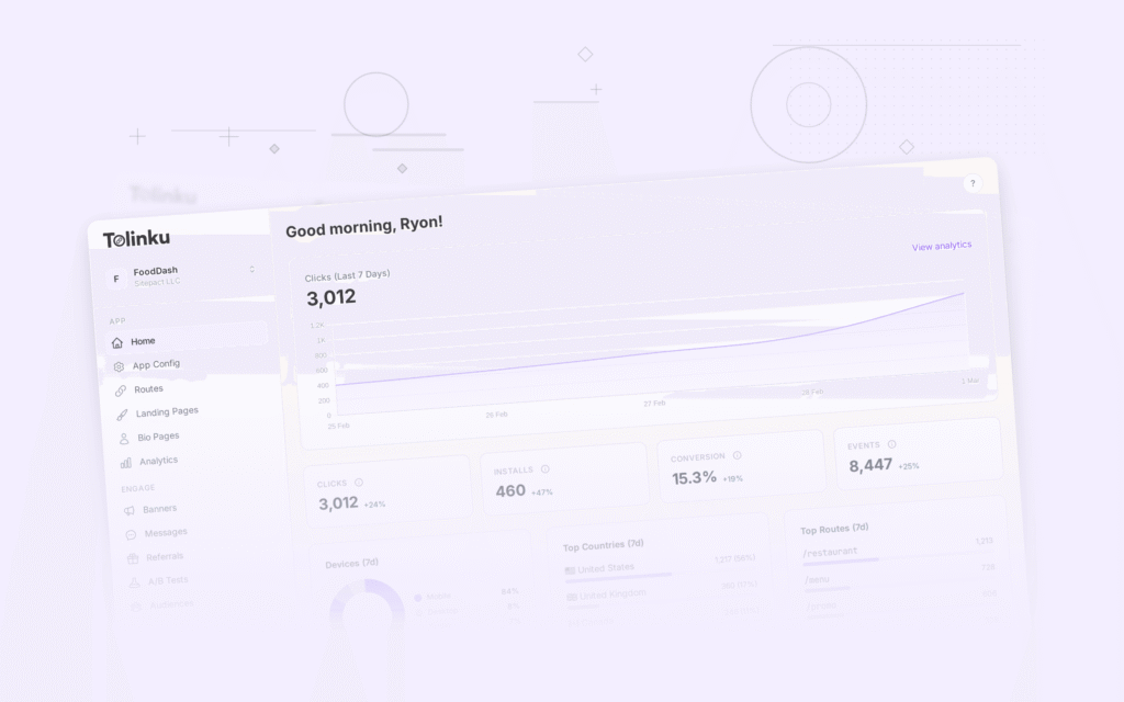 Tolinku app growth strategies dashboard screenshot for growth blog posts