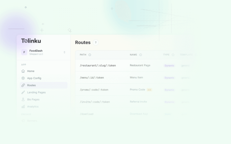 Tolinku app links dashboard screenshot for android blog posts