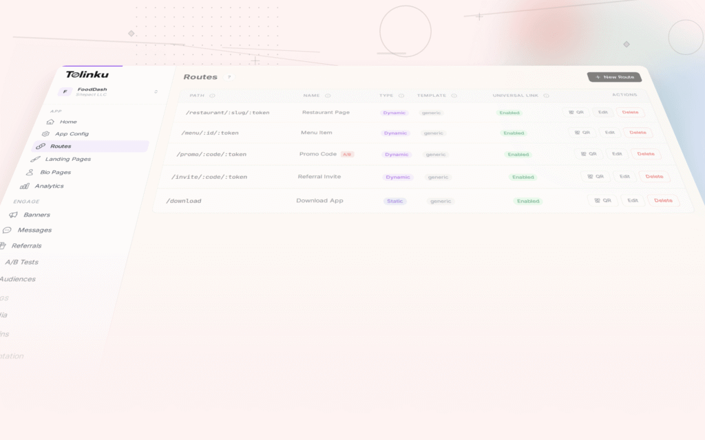 Tolinku app links dashboard screenshot for android blog posts