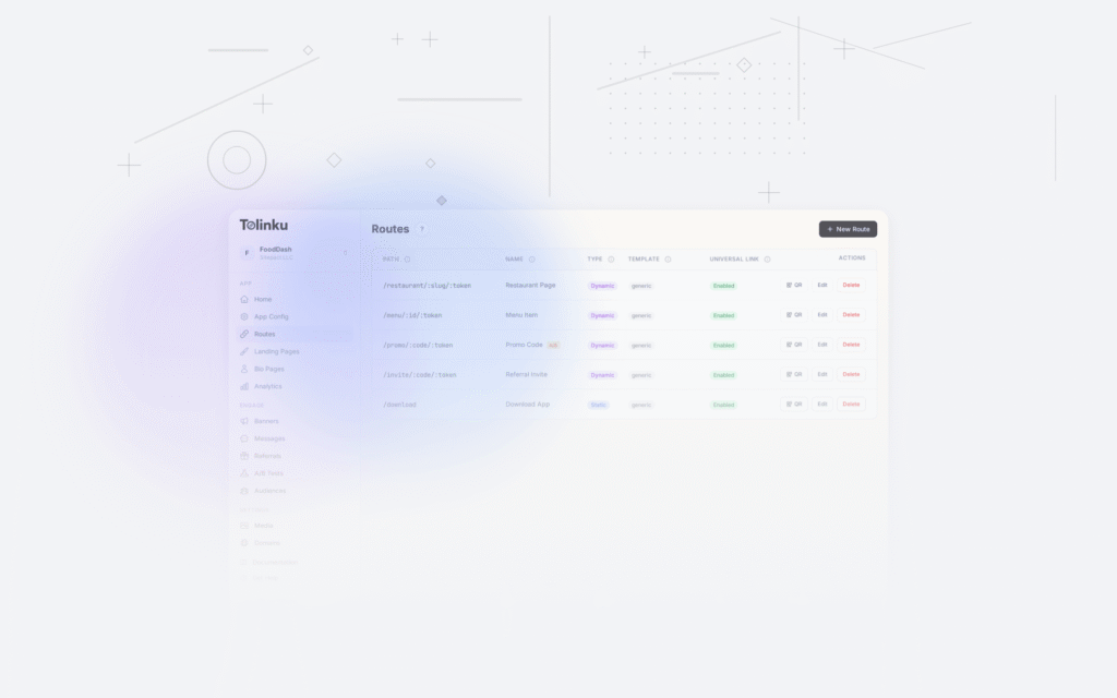 Tolinku app links dashboard screenshot for android blog posts