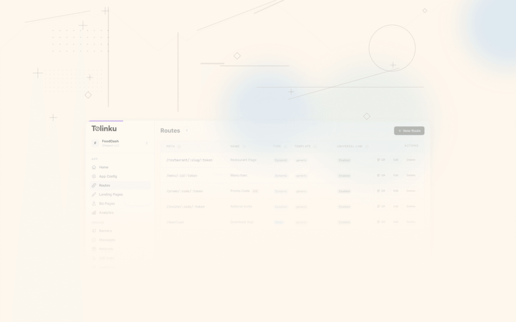 Tolinku deep linking fundamentals dashboard screenshot for deep linking blog posts