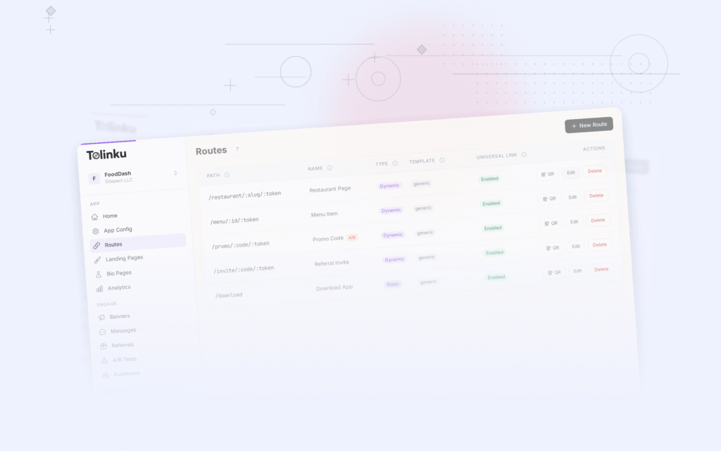 Tolinku deep linking fundamentals dashboard screenshot for deep linking blog posts