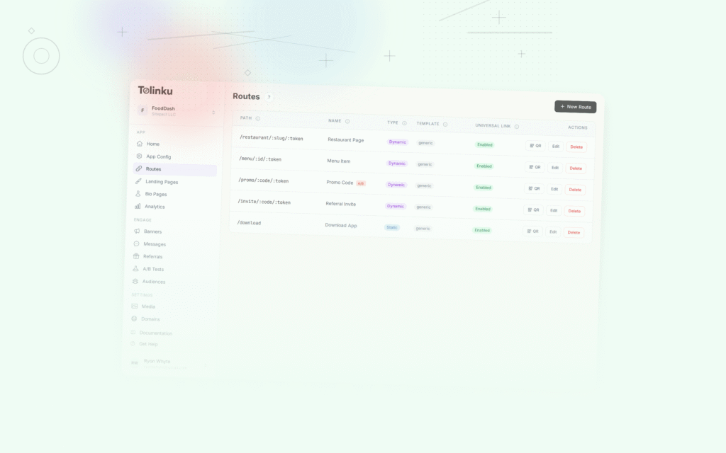 Tolinku deep linking fundamentals dashboard screenshot for deep linking blog posts
