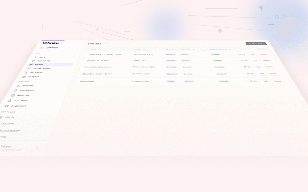 Tolinku deep linking fundamentals dashboard screenshot for deep linking blog posts