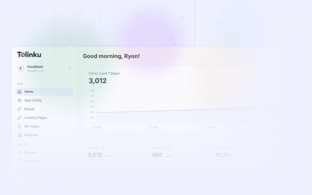 Tolinku deep linking fundamentals dashboard screenshot for deep linking blog posts