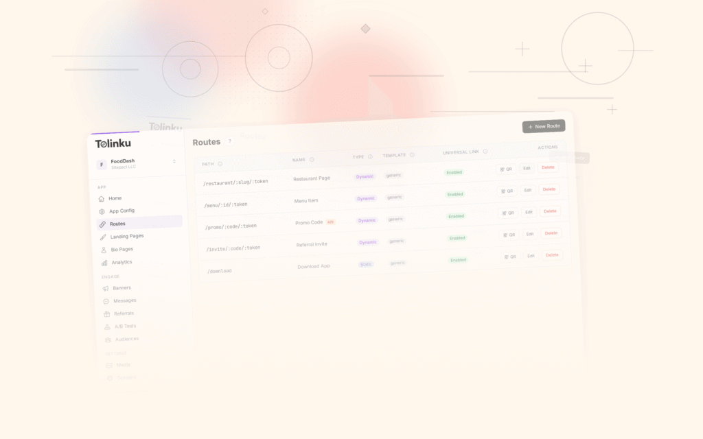 Tolinku deferred deep linking dashboard screenshot for deep linking blog posts