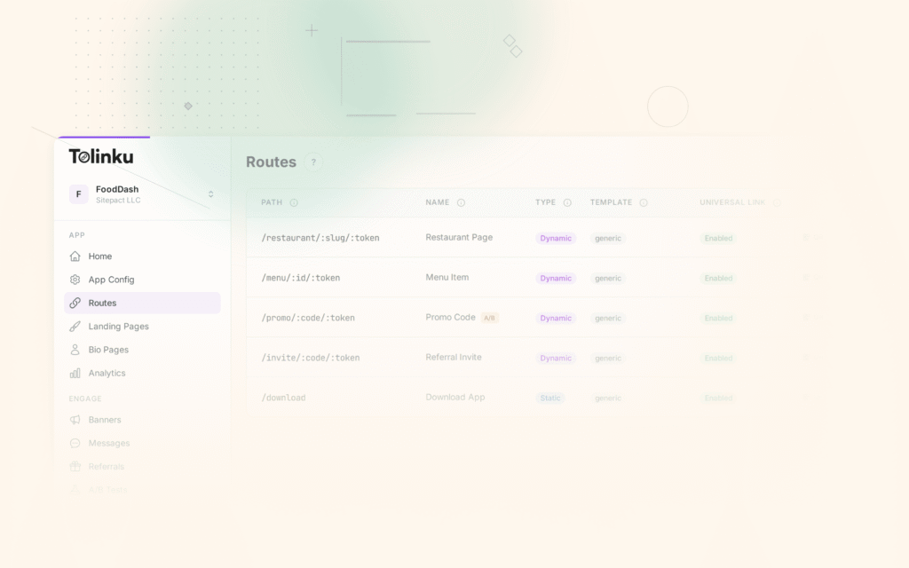 Tolinku e commerce deep linking dashboard screenshot for use cases blog posts