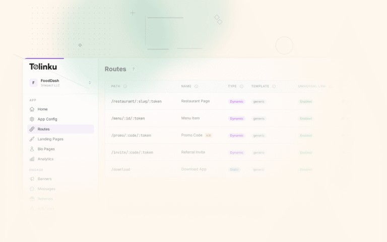 Tolinku e commerce deep linking dashboard screenshot for use cases blog posts