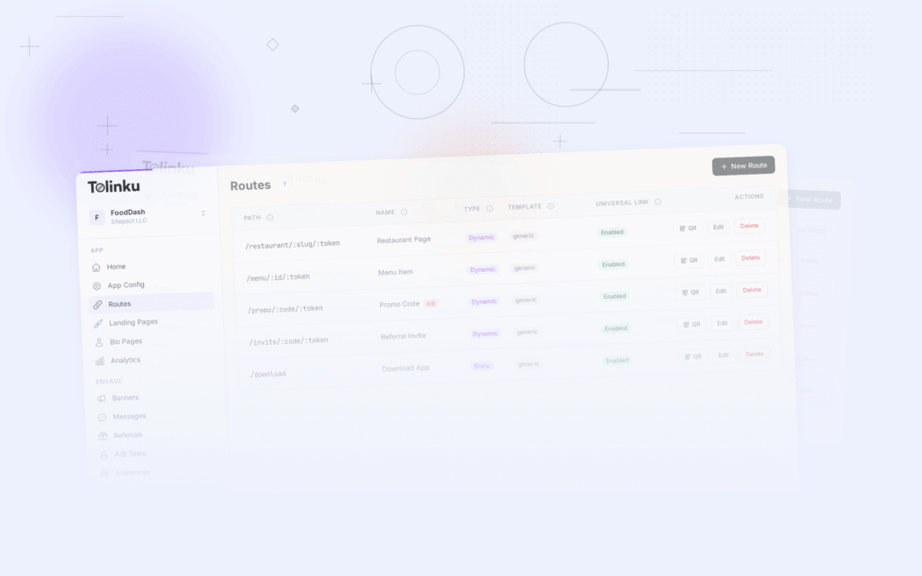 Tolinku e commerce deep linking dashboard screenshot for use cases blog posts