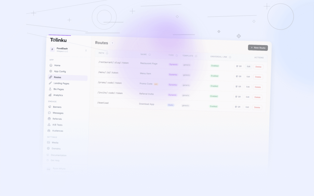 Tolinku fintech deep linking dashboard screenshot for use cases blog posts