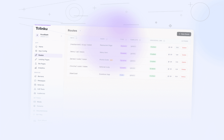 Tolinku fintech deep linking dashboard screenshot for use cases blog posts
