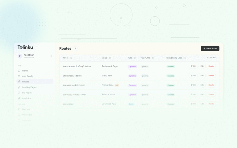 Tolinku fintech deep linking dashboard screenshot for use cases blog posts