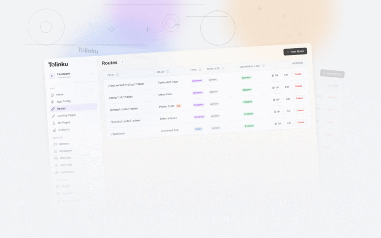 Tolinku fintech deep linking dashboard screenshot for use cases blog posts