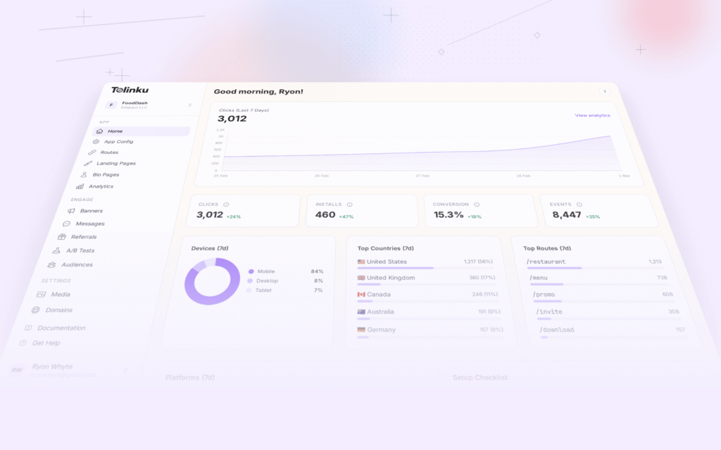 Tolinku industry trends dashboard screenshot for deep linking blog posts