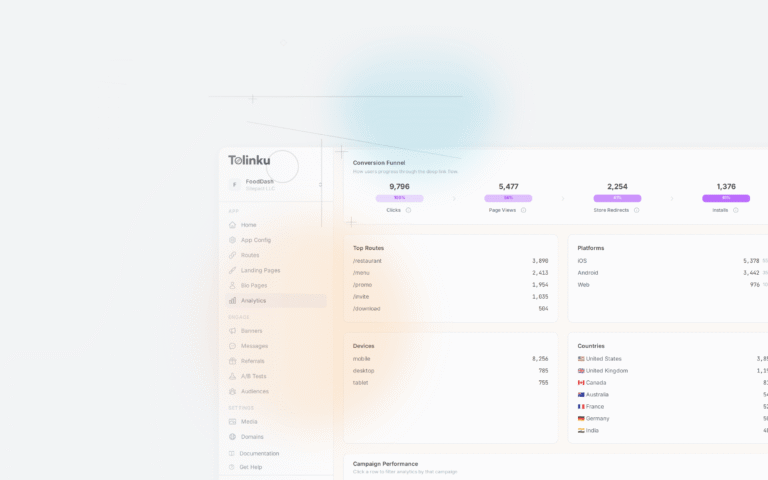Tolinku industry trends dashboard screenshot for deep linking blog posts