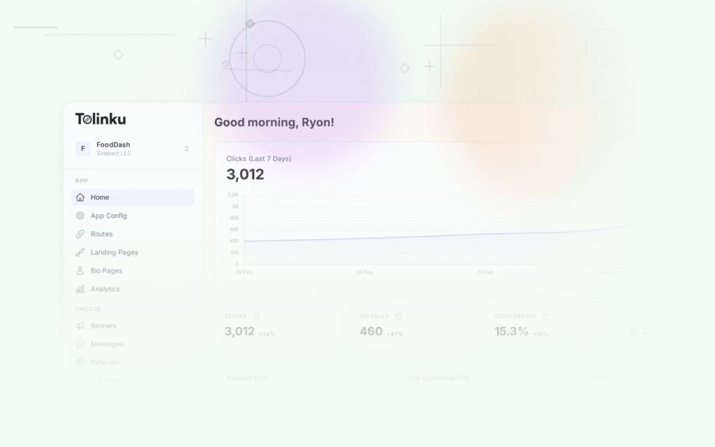 Tolinku industry trends dashboard screenshot for deep linking blog posts