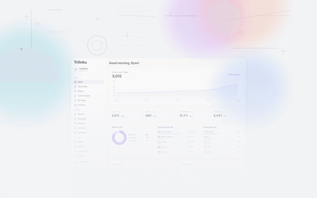 Tolinku industry trends dashboard screenshot for deep linking blog posts