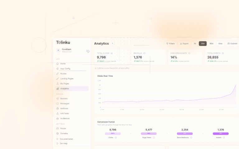 Tolinku mobile attribution dashboard screenshot for analytics blog posts