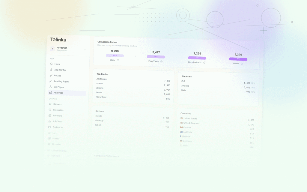 Tolinku mobile attribution dashboard screenshot for analytics blog posts