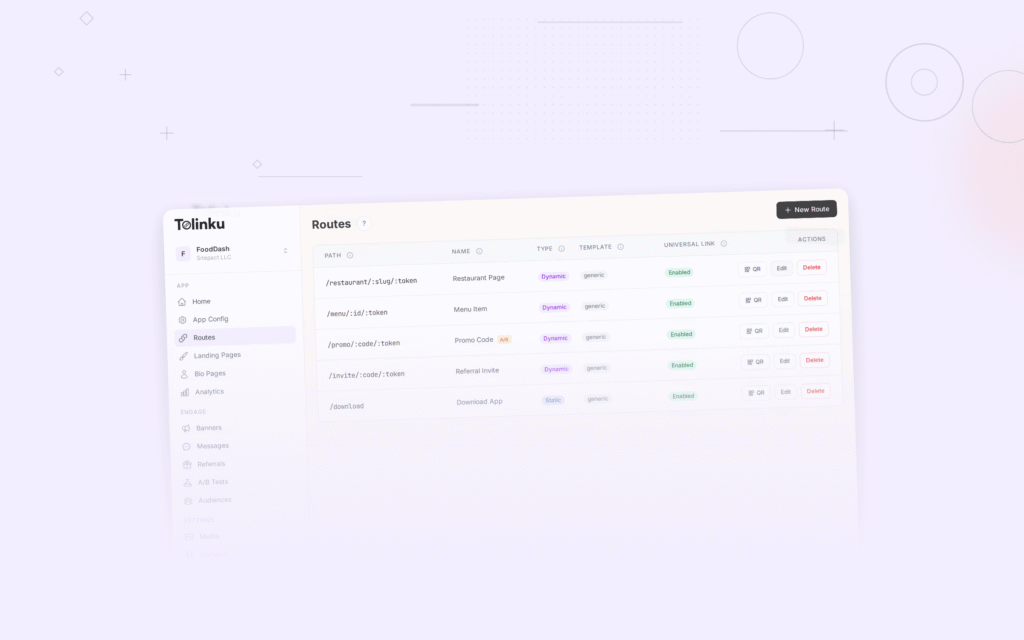 Tolinku qr codes short links dashboard screenshot for marketing blog posts