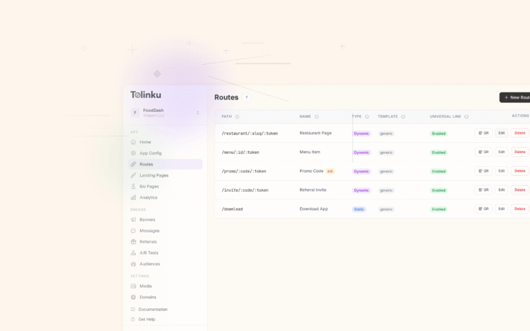 Tolinku qr codes short links dashboard screenshot for marketing blog posts