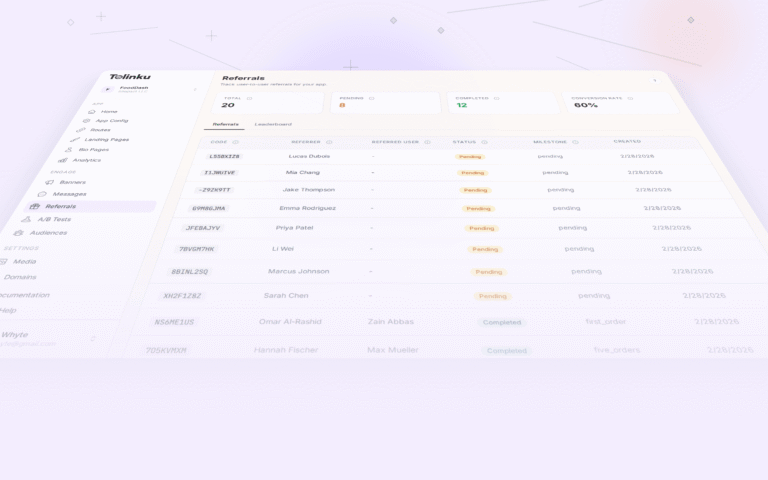 Tolinku referral programs dashboard screenshot for growth blog posts