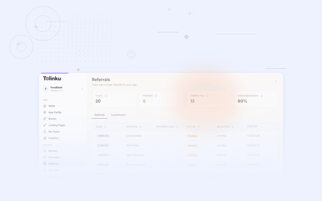 Tolinku referral programs dashboard screenshot for growth blog posts