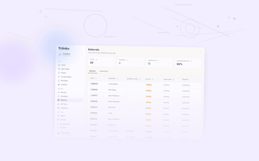 Tolinku referral programs dashboard screenshot for growth blog posts