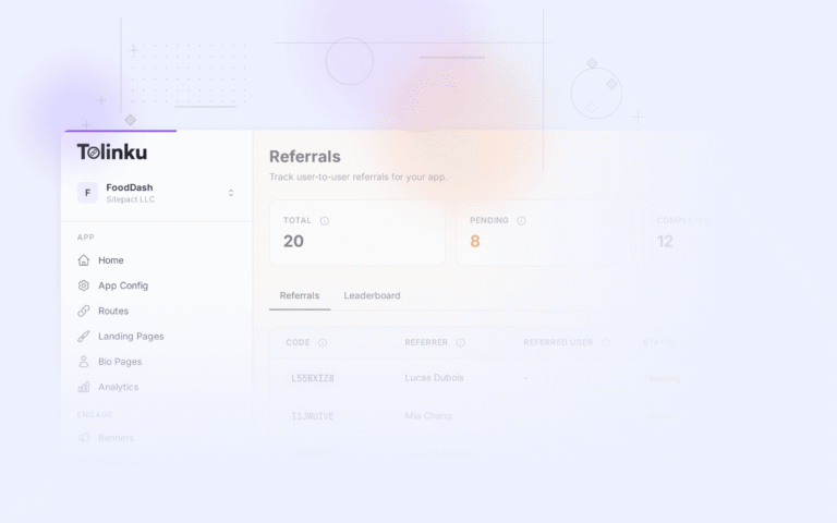 Tolinku referral programs dashboard screenshot for growth blog posts