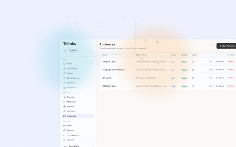Tolinku smart banners dashboard screenshot for marketing blog posts