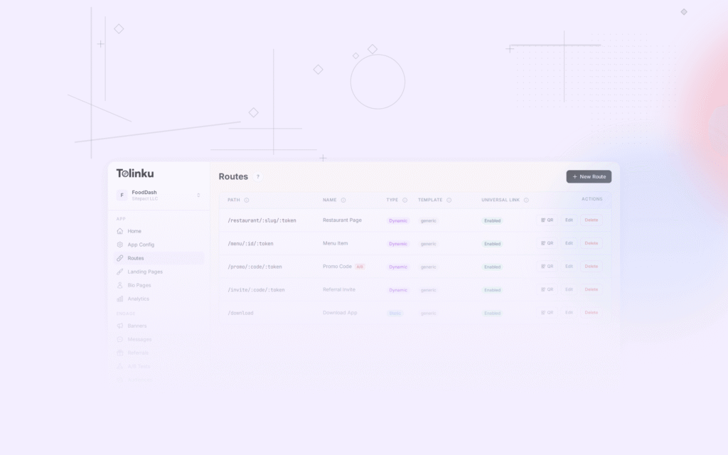Tolinku universal links dashboard screenshot for ios blog posts