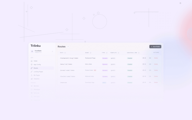 Tolinku universal links dashboard screenshot for ios blog posts