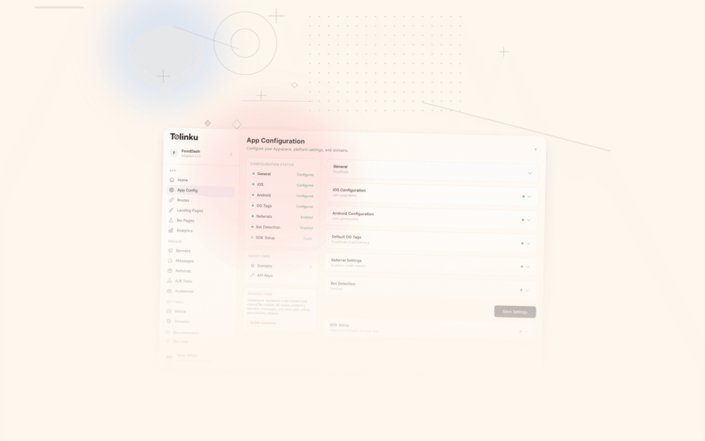 Tolinku universal links dashboard screenshot for ios blog posts