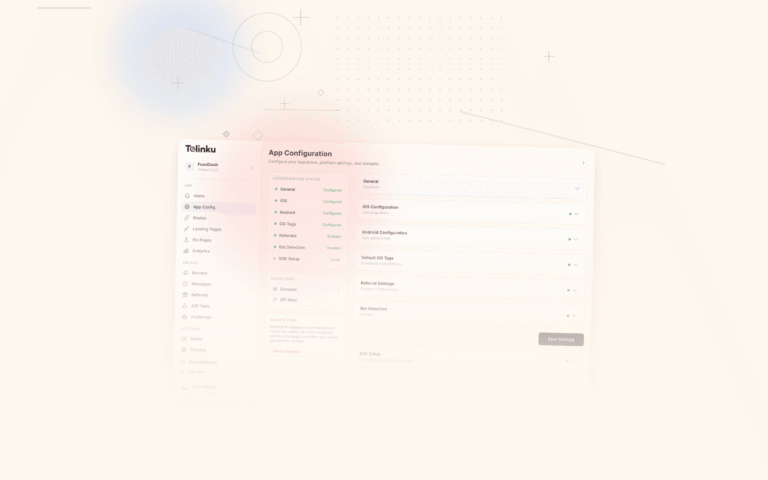 Tolinku universal links dashboard screenshot for ios blog posts