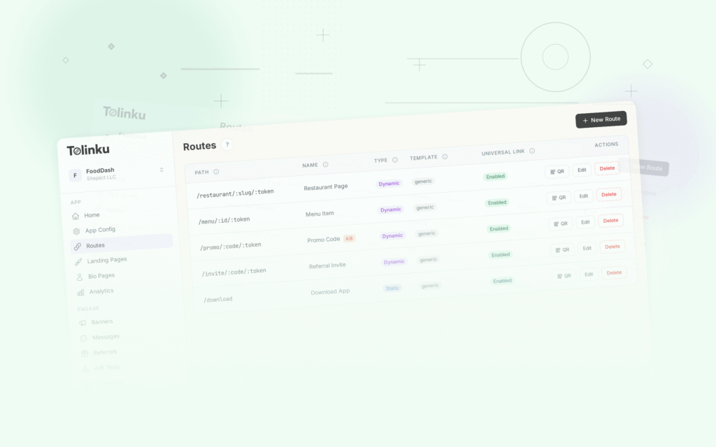 Tolinku universal links dashboard screenshot for ios blog posts