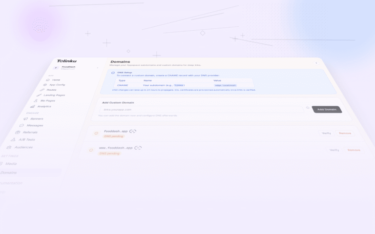 Tolinku universal links dashboard screenshot for ios blog posts
