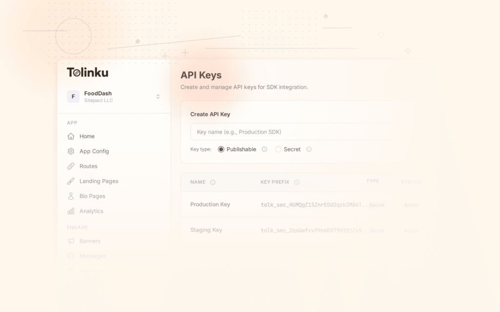 Tolinku webhooks integrations dashboard screenshot for engineering blog posts