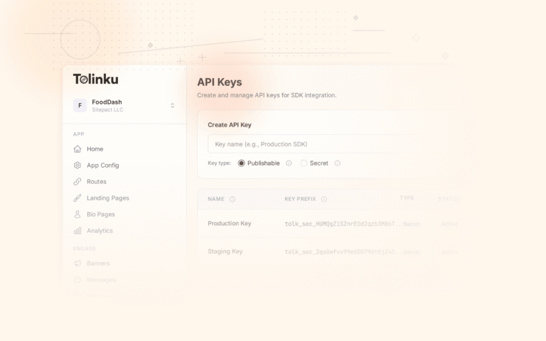 Tolinku webhooks integrations dashboard screenshot for engineering blog posts