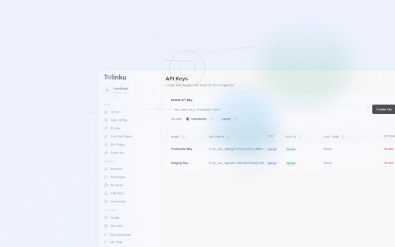 Tolinku webhooks integrations dashboard screenshot for engineering blog posts