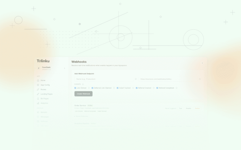 Tolinku webhooks integrations dashboard screenshot for engineering blog posts