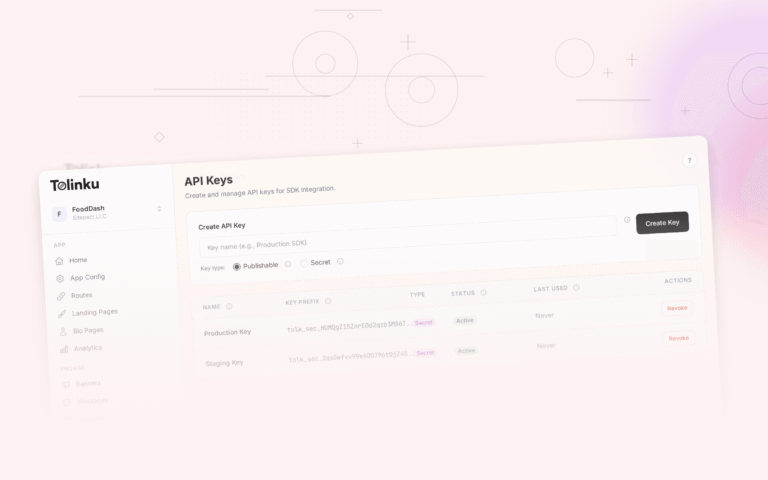 Tolinku webhooks integrations dashboard screenshot for engineering blog posts