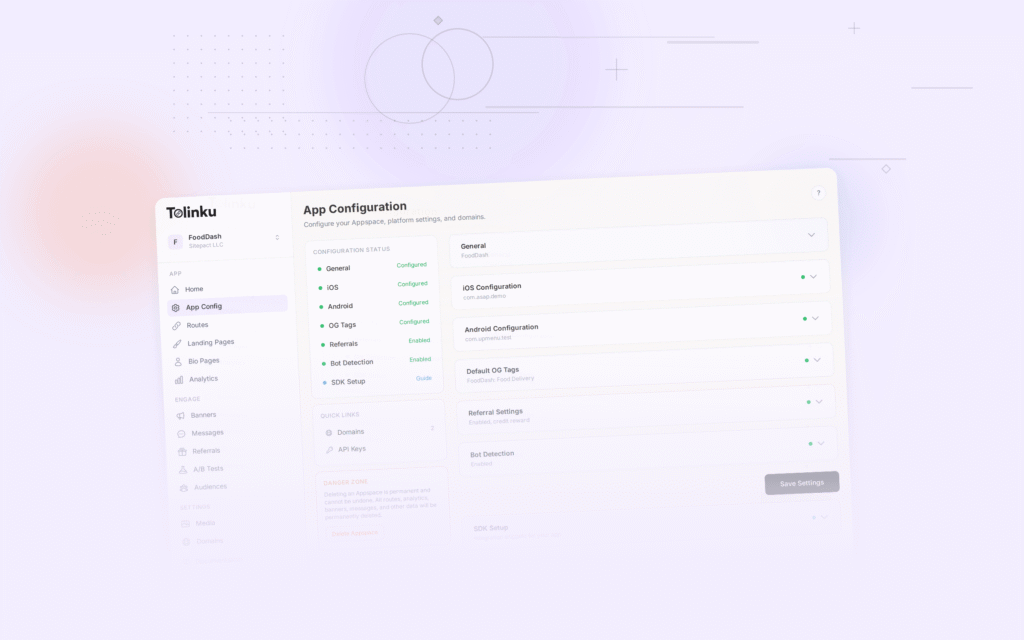 Tolinku webhooks integrations dashboard screenshot for engineering blog posts