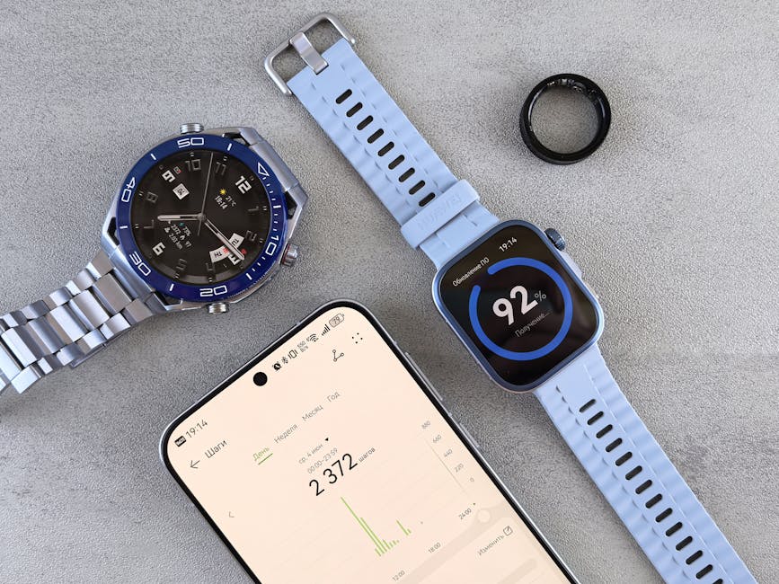 Person wearing smartwatch and using wearable technology